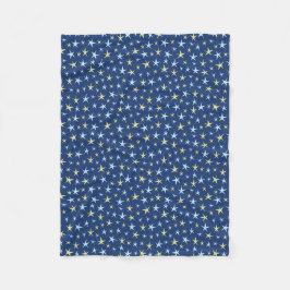 Stars Space Pattern Retro 1960s Geometric Blue Fleece Deken