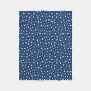 Stars Space Pattern Retro 1960s Geometric Blue Fleece Deken