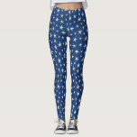 Stars Space Pattern Retro 1960s Geometric Blue Leggings<br><div class="desc">Dit leuke starriepatroon heeft een retro 60s vibe met witte,  geometrische sterren in tinten blauw en geel.</div>