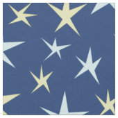Stars Space Pattern Retro 1960s Geometric Blue Stof (Close Up)