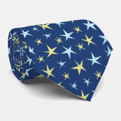 Stars Space Pattern Retro 1960s Geometric Blue Stropdas (Opgerold)