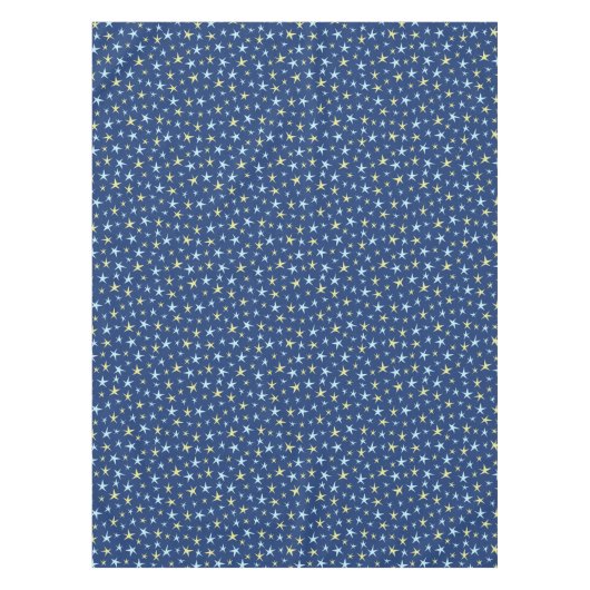 Stars Space Pattern Retro 1960s Geometric Blue Tafelkleed (Voorkant)