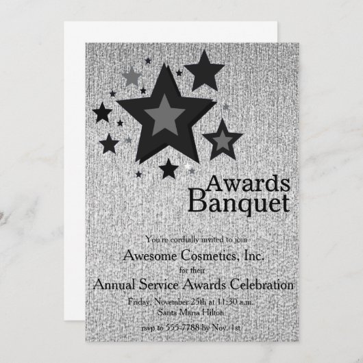Stars Sparkle Silver Business Event Party nodigt u Kaart (Voorkant / Achterkant)