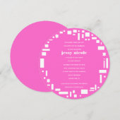 Stars & Squares Bar bat Mitzvah Invitation Roze Kaart (Voorkant / Achterkant)