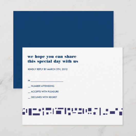 Stars & Squares Bar Bat Mitzvah Uitnodiging (Voorkant / Achterkant)