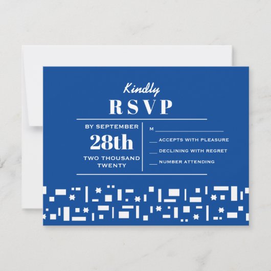 Stars & Squares Bar bat Mitzvah Uitnodiging RSVP (Voorkant)