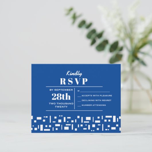 Stars & Squares Bar bat Mitzvah Uitnodiging RSVP (Staand voorkant)