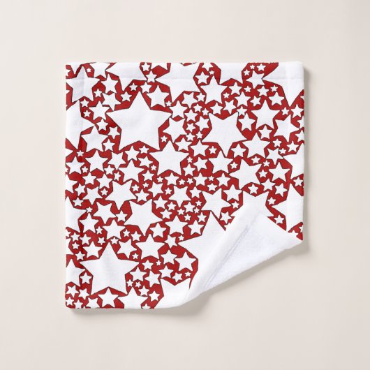 Stars, Stars, Stars in Red and White Bad Handdoek (Wasdoekje)
