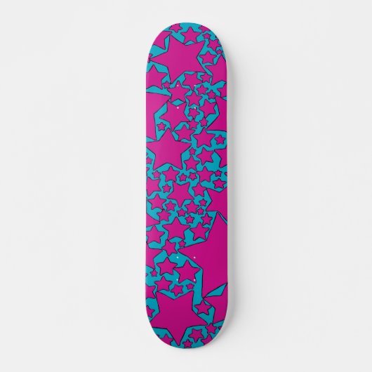 Stars, Stars, Stars in Turquoise and Hot Pink Persoonlijk Skateboard (Voorkant)