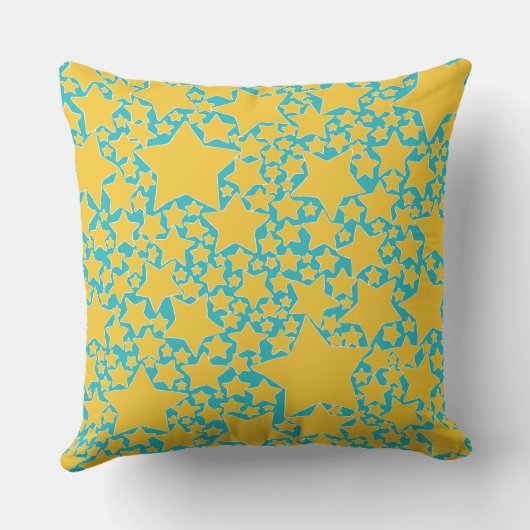 Stars, Stars, Stars in Turquoise and Yellow Kussen (Achterkant)