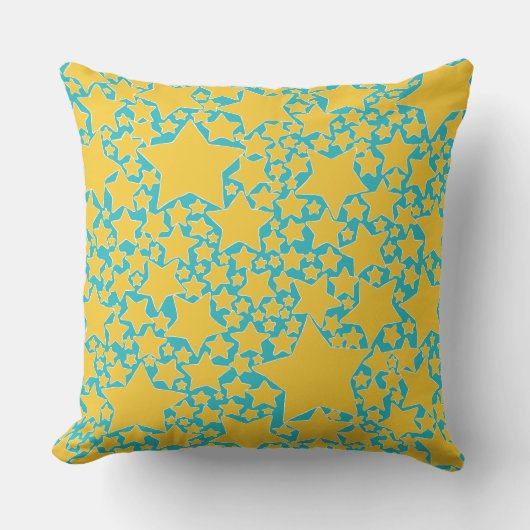 Stars, Stars, Stars in Turquoise and Yellow Kussen (Voorkant)