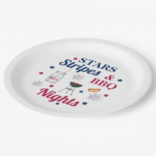 Stars, Strepen & BBQ-avonden – Patriotistisch Fees Papieren Bordje (Gekanteld)