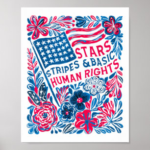 Stars Strepen Mensenrechten 4e Juli Bloem Amerikaa Poster
