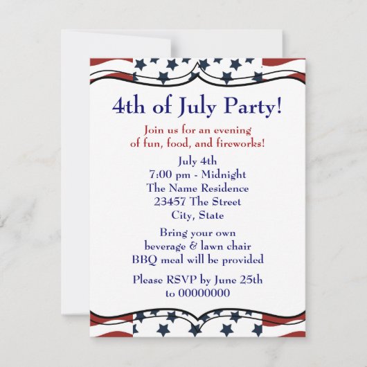 Stars Stripes 4th of July BBQ Party Kaart (Voorkant)