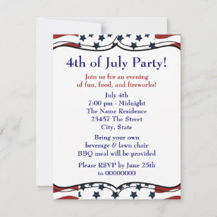 Stars Stripes 4th of July BBQ Party Kaart