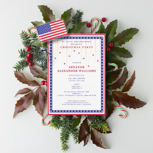 Stars & Stripes American Flag Christmas Fundraiser Kaart