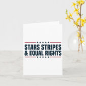 Stars stripes and Equal rights 4e juli Vrouwen Kaart (Gele Bloem)