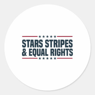 Stars stripes and Equal rights 4e juli Vrouwen Ronde Sticker