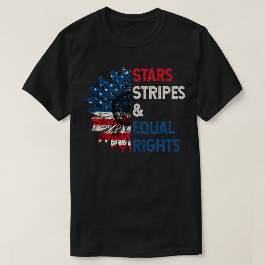Stars stripes and Equal rights 4e juli vrouwen T-shirt (Design voorkant)