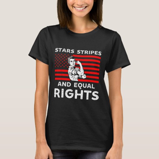 Stars stripes and Equal rights 4e juli vrouwen T-shirt (Voorkant)