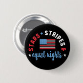 Stars stripes and Equal rights 4th of Juli Ronde Button 5,7 Cm (Voorkant /achterkant)