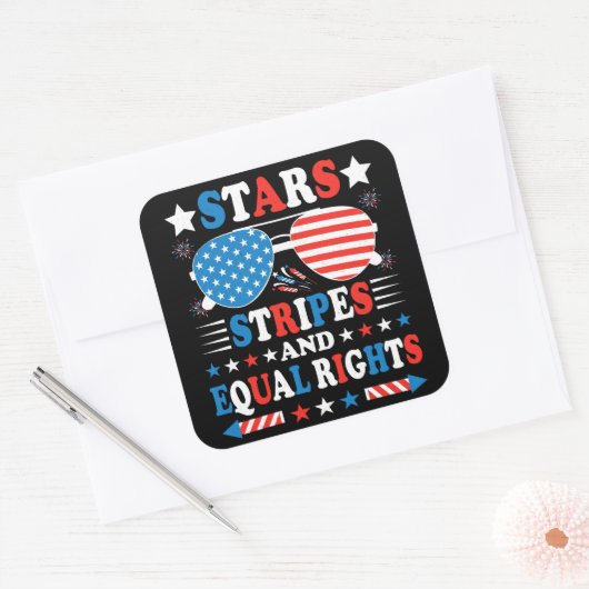 Stars Stripes and Equal Rights Shirt Vierkante Sticker (Envelop)
