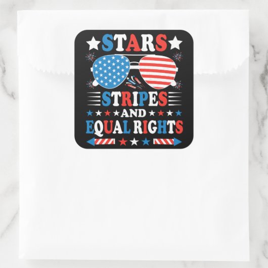 Stars Stripes and Equal Rights Shirt Vierkante Sticker (Tas)
