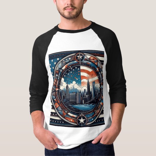 "Stars, Stripes, and Style: Trendy US-Inspired Tee T-shirt (Voorkant)
