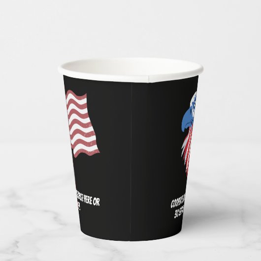 Stars & Stripes Bald Eagle.Customize name/message Papieren Bekers (Rechts)