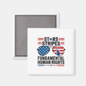 Stars Stripes & Basis Mensenrechten 4 juli Magneet (Voorkant / Achterkant)