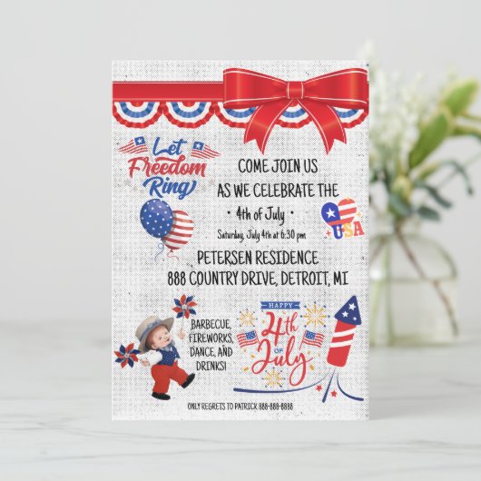 Stars & Stripes BBQ Uitnodiging (Staand voorkant)