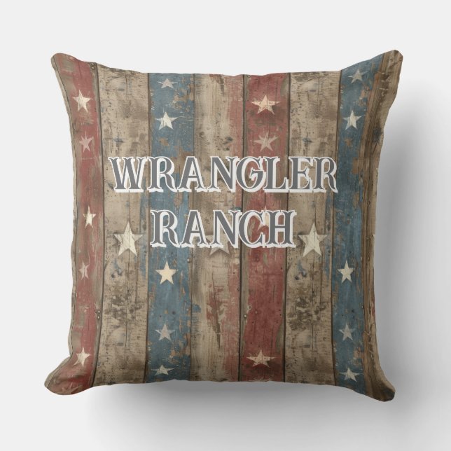 Stars & Stripes Bewerkbare tekst BBQ Buitenkussen (Voorkant)