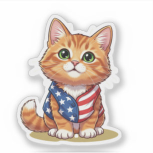 Stars & Stripes Cat - Patriottisch 4th of July Sticker