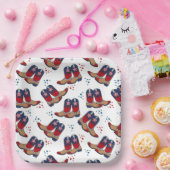 Stars, Stripes & Cowboylaarzen – Patriottische Par Papieren Bordje (Feest)