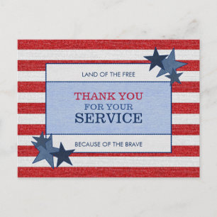 Stars Stripes Denim Patriotic Veteran Dank je Briefkaart