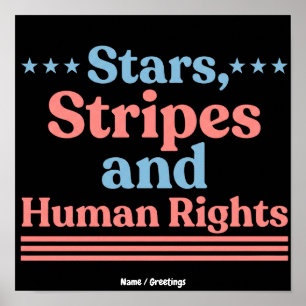 Stars Stripes en Mensenrechten Retro Feministisch Poster