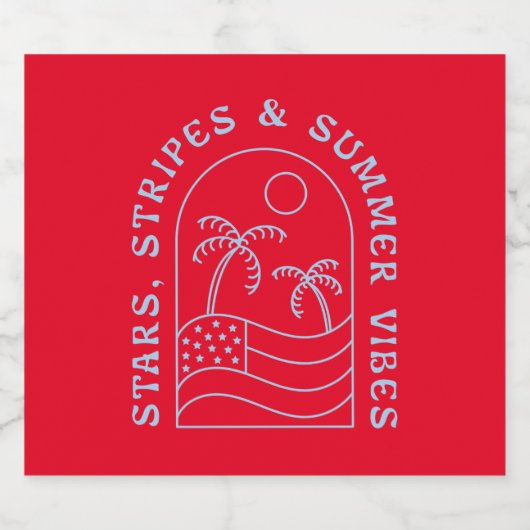 Stars Stripes en Summer Vibes Bier Etiket (Enkel label)