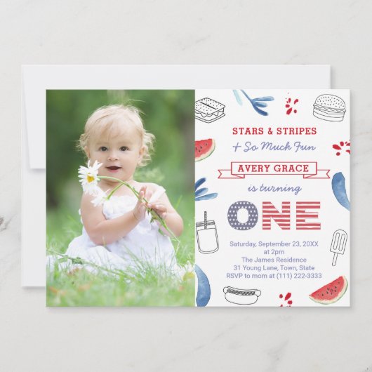 Stars & Stripes en zo'n fun 1-jarig feest Kaart (Voorkant)