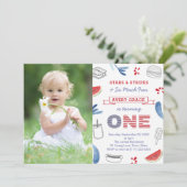 Stars & Stripes en zo'n fun 1-jarig feest Kaart (Staand voorkant)