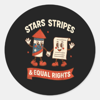 Stars stripes equal rights vintage 4th of july usa ronde sticker