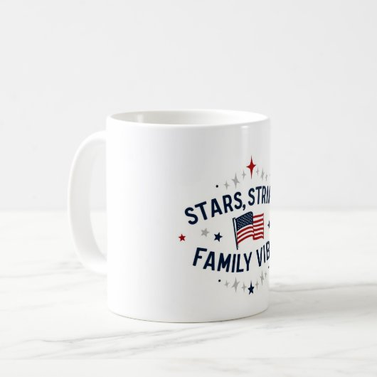 Stars Stripes Family Vibes Patriottische Mok Veren (Voorkant links)