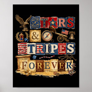 Stars Stripes Forever Patriottisch Amerikaans Vint Poster