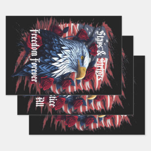 Stars & Stripes Freedom Forever Eagle Amerikaans  Inpakpapier Vel