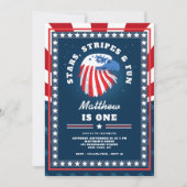 Stars Stripes & Fun All American 1st Verjaardag Kaart (Voorkant)