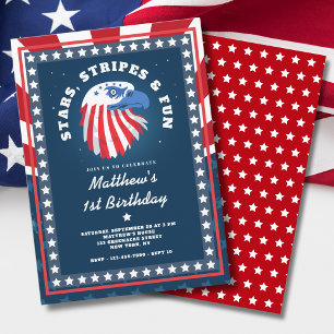 Stars Stripes & Fun All American 1st Verjaardag Kaart