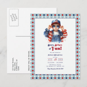 Stars, Stripes & Fun   All American Jongens Verjaa Briefkaart
