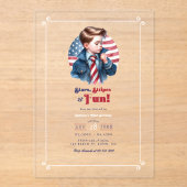 Stars, Stripes & Fun Patriotic Boy Verjaardagsfees Acryl Uitnodigingen (Voorkant)