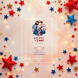 Stars, Stripes & Fun Patriotic Boy Verjaardagsfees Acryl Uitnodigingen