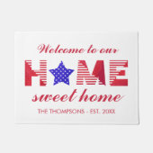 Stars & Stripes Home Sweet Home Familie Naam Deurmat (Voorkant)