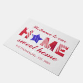 Stars & Stripes Home Sweet Home Familie Naam Deurmat (Schuin)